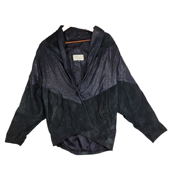 Vtg Winlit Leather Jacket Womens Black Fall Grunge Y2k Winter Gorpcore Designer - Picture 1 of 16